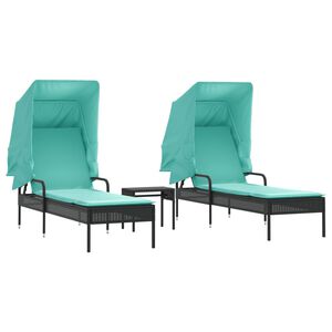 vidaXL Patio Sun Lounger Black, Turquoise