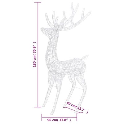 vidaXL XXL Acrylic Christmas Reindeer 250 LED 6 ft Colorful