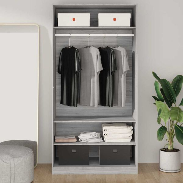 vidaXL Wardrobe Grey Sonoma Engineered Wood 39.4 in x 19.7 in x 78.7 in
