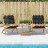 vidaXL Folding Patio Chairs 2 pcs with Table Black Solid Wood