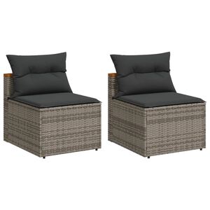 vidaXL Garden Sofa Grey PE Rattan 21.3 in W x 25.2 in D x 21.3 in H