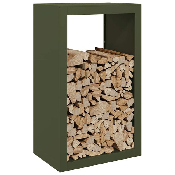 vidaXL Firewood Rack Green 23.6x15.7x39.4" Steel