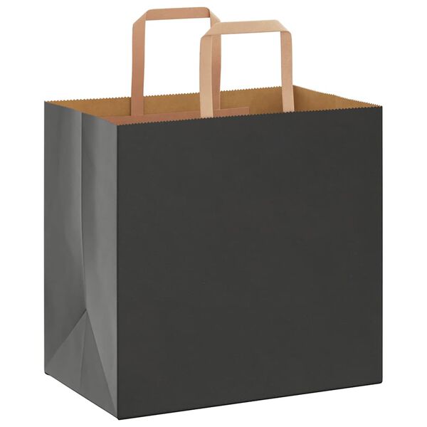 vidaXL Paper Bags 250 pcs with Handles Black 26x17x25 cm