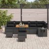 vidaXL Garden Sofa Set Height-Adjustable 9 pcs Black Poly Rattan