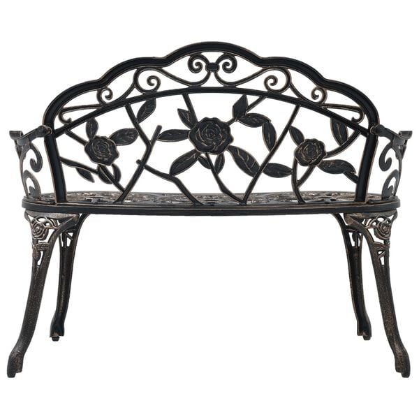 vidaXL Bistro Bench Bronze Cast Aluminum, Cast Iron Medium Sturdy