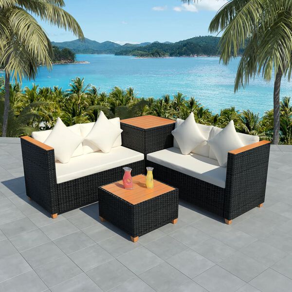 vidaXL Patio Furniture Black and Cream