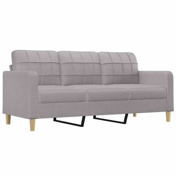 vidaXL 3-Seater Sofa with Footstool Light Gray 70.9" Fabric
