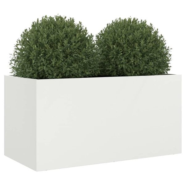 vidaXL Planter White Cold-rolled steel Medium Decorative Inlays