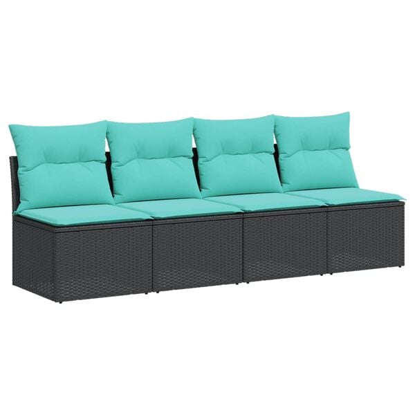 vidaXL Garden Sofa Black, Blue