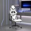 vidaXL Gaming Chair White and Black Faux leather, metal, plywood