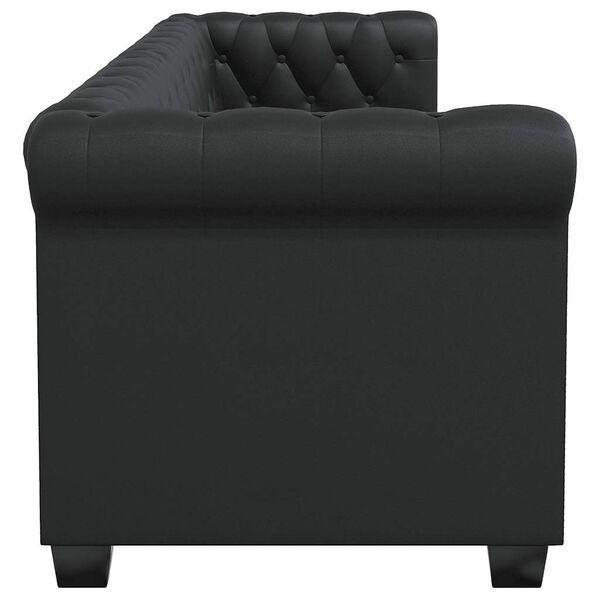 vidaXL Sofa Black Faux Leather, Wooden Frame Large Classic/Traditional
