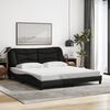 vidaXL Bed Frame Black Polyester, Metal, Solid Pine Wood, Plywood