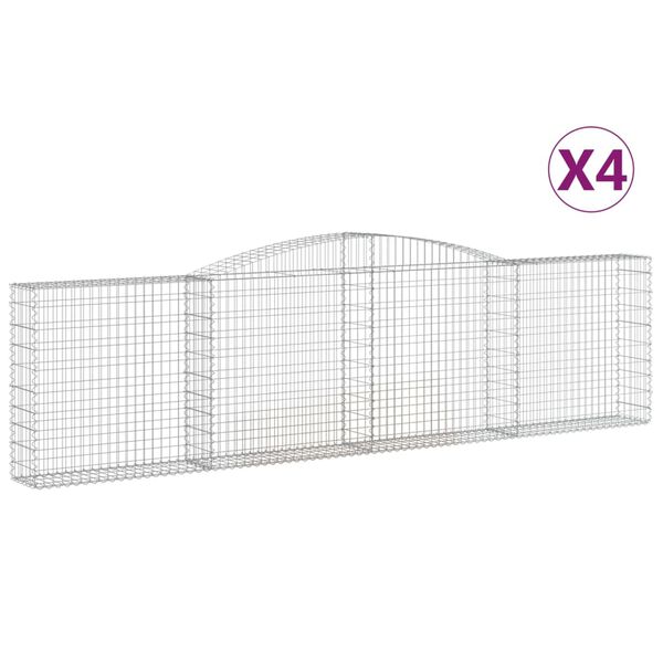 vidaXL Gabion Basket Set of 4 Silver Galvanized Iron