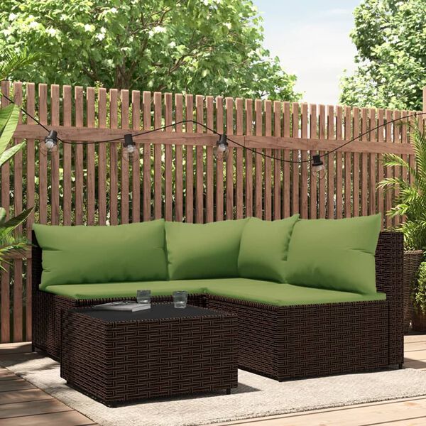 vidaXL Patio Lounge Set Brown and Green