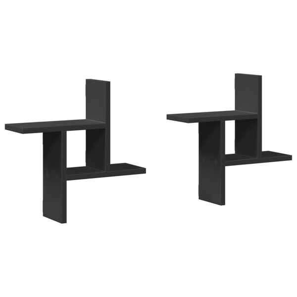 vidaXL Wall Shelf Black Engineered Wood Wall Shelf Rectangular Modern