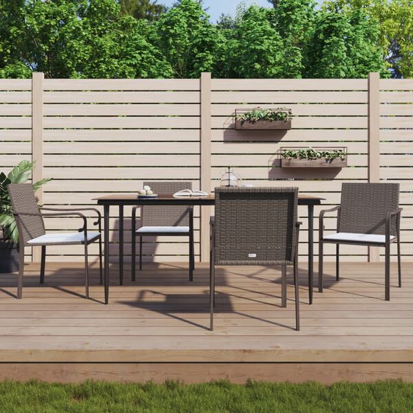vidaXL Garden Dining Set Brown, Black, Cream White