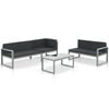 vidaXL Outdoor Furniture Black Powder-coated aluminum, Polyester, Glass