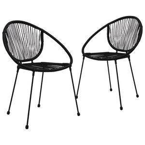 vidaXL Garden Chair Set of 2 Black PVC rattan, steel Standard