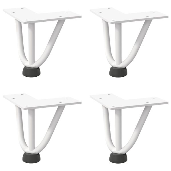 vidaXL Hairpin Table Leg White Solid Steel Small Adjustable Feet