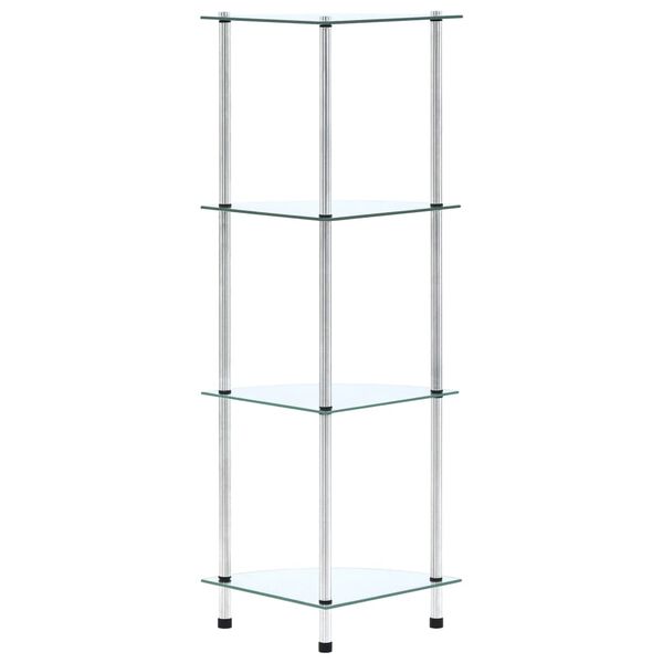 vidaXL Shelf Transparent Tempered Glass and Stainless Steel