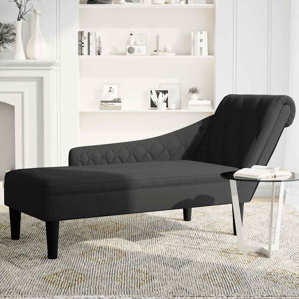vidaXL Chaise Lounge Black Fabric 57.1 x 22.0 x 27.6 in Stylish Design
