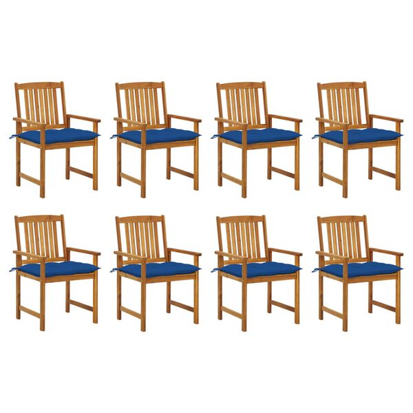 vidaXL Patio Chair Set of 8 Natural Wood Solid Acacia Wood Standard