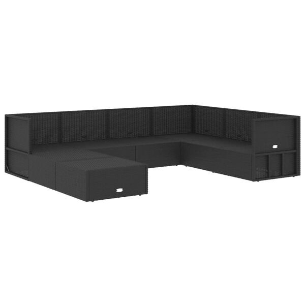 vidaXL Garden Lounge Set Black PE Rattan Standard Modular