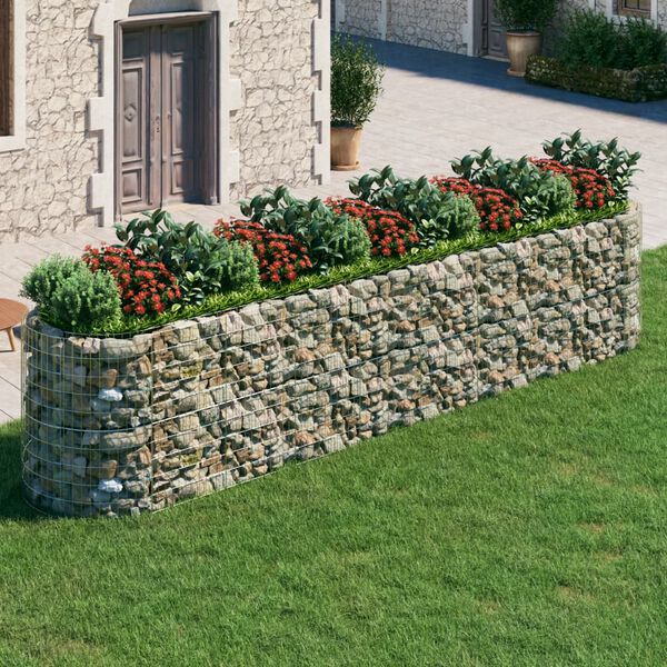 vidaXL Gabion Raised Bed Silver Galvanized iron 197.0 x 39.4 x 39.4 in