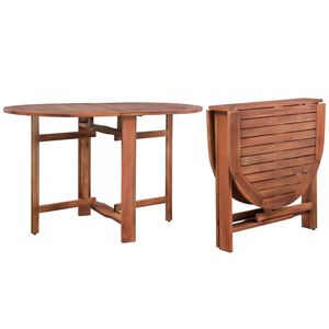 vidaXL Dining Table Brown Solid Acacia Wood Medium Foldable