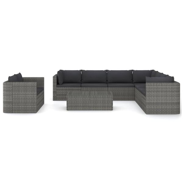 vidaXL Garden Lounge Set Poly Rattan Grey