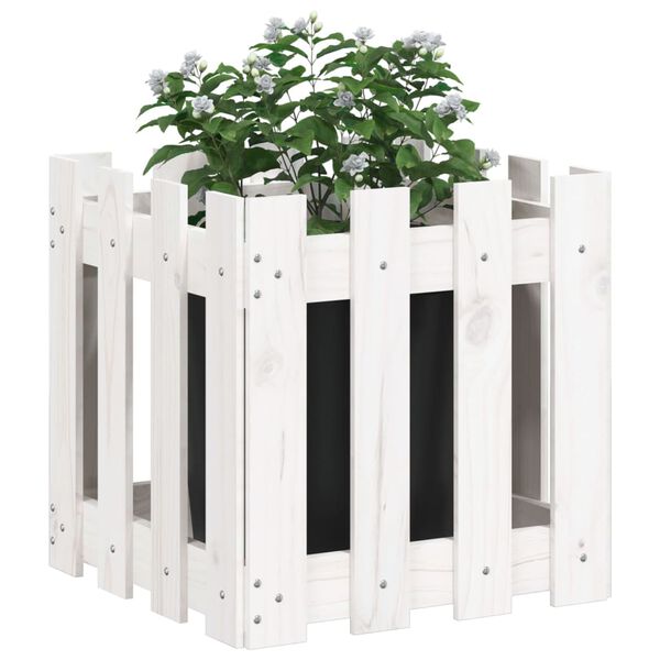 vidaXL Garden Planter White Solid pine wood 15.7 x 15.7 x 15.7 in