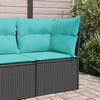 vidaXL Garden Sofa Black PE Rattan, Powder-Coated Steel, Polyester Compact