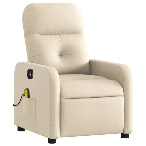 vidaXL Electric Massage Recliner Chair Cream