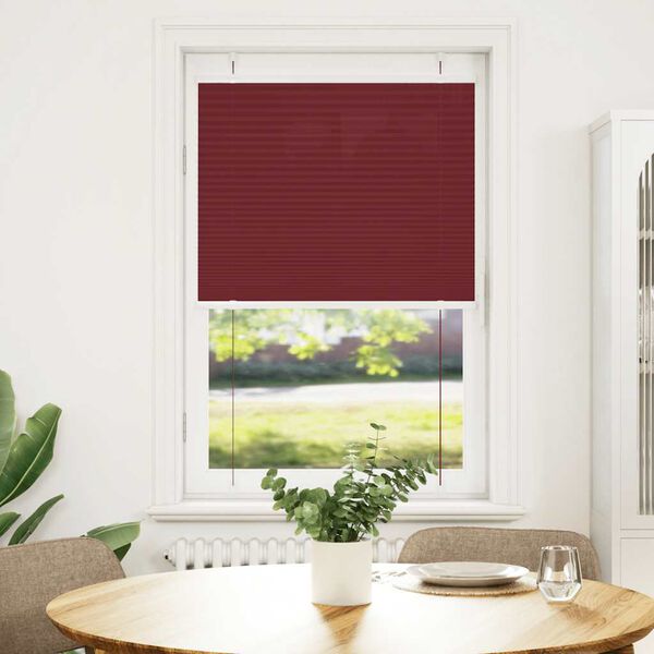 vidaXL Pleated Blind Bordeaux Red 100% Polyester 29.5 x 59.1 in