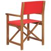 vidaXL Director's Chair Red Teak Wood with fabric Medium Collapsible