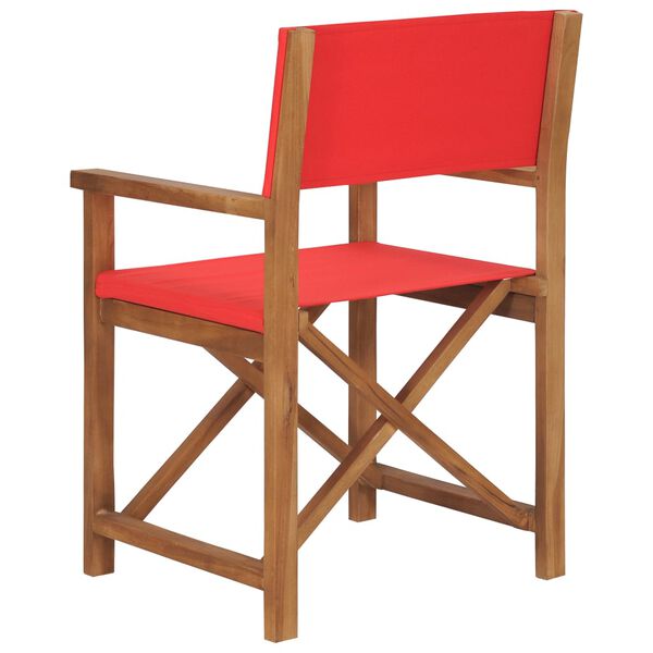 vidaXL Director's Chair Red Teak Wood with fabric Medium Collapsible