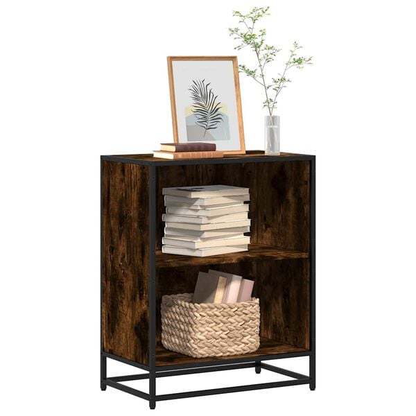 vidaXL Book Cabinet Smoked oak Engineered wood and metal Medium
