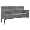 vidaXL Sofa Grey PE rattan, steel, polyester fabric 3-seater
