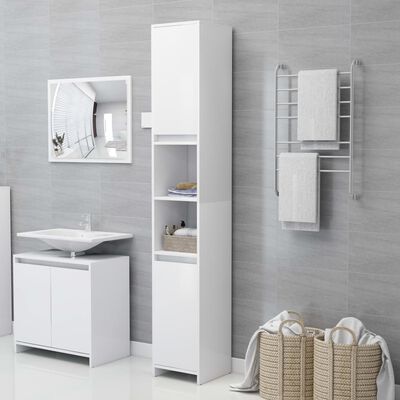 vidaXL Bathroom Cabinet White 11.8"x11.8"x72.2" Engineered Wood