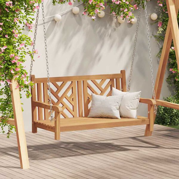 vidaXL Swing Bench Other Brown 44.9" x 23.6" x 25.2" Solid teak wood