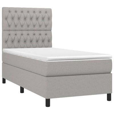 vidaXL Box Spring Bed with Mattress Light Gray Twin Fabric