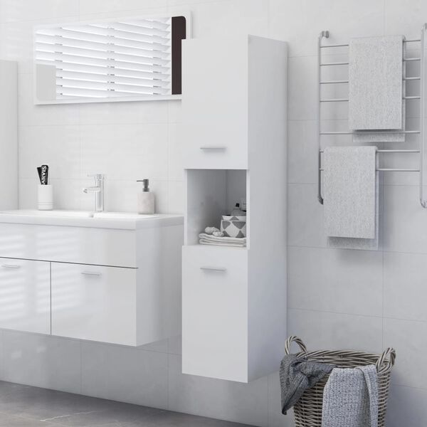 vidaXL Bathroom Cabinet High gloss white Engineered wood