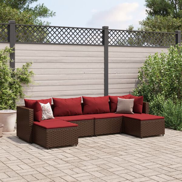 vidaXL Patio Lounge Set Brown, Cinnamon Red