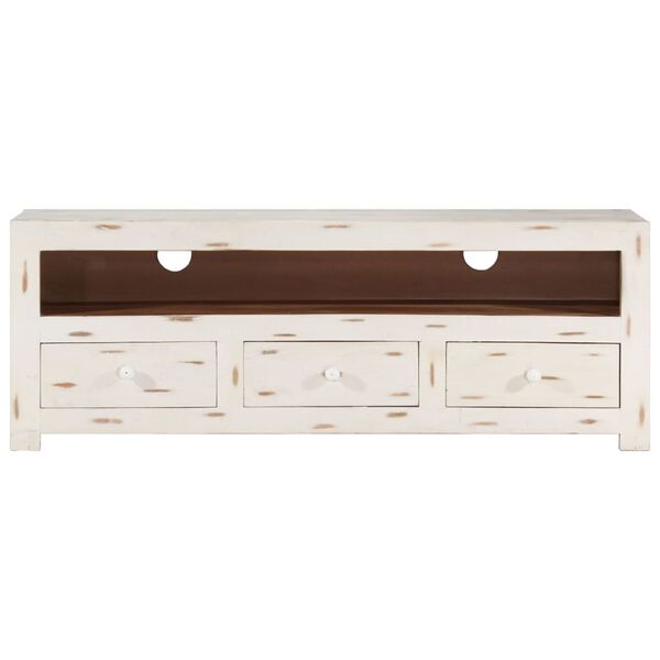 vidaXL TV Cabinet White Solid Acacia Wood Medium TV Cabinet