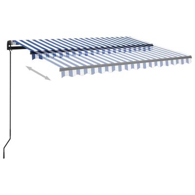 vidaXL Manual Retractable Awning with LED 9.8'x8.2' Blue and White