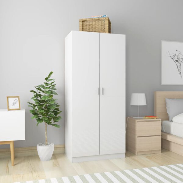 vidaXL Wardrobe High gloss white Engineered wood Compact Wardrobe