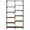 vidaXL Bookshelf Smoked oak Engineered wood, iron 39.4 x 12.6 x 67.0 in