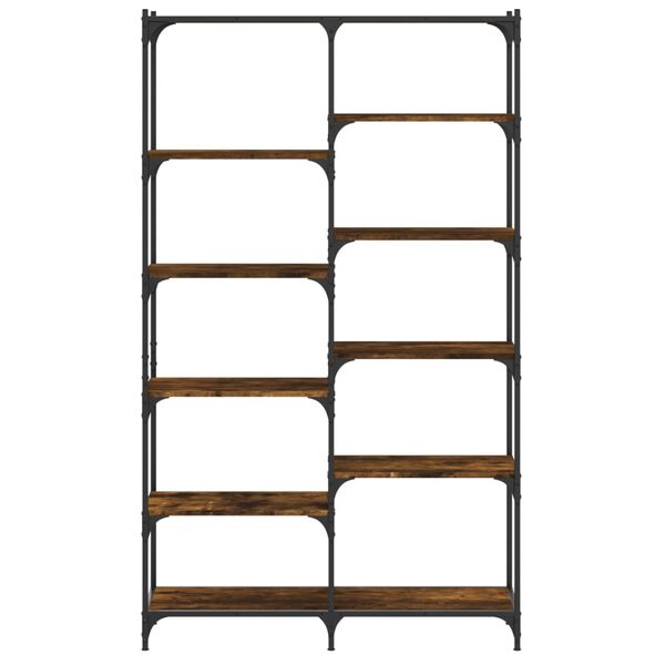 vidaXL Bookshelf Smoked oak Engineered wood, iron 39.4 x 12.6 x 67.0 in