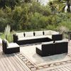 vidaXL Garden Lounge Set Black PE rattan, powder-coated steel, plastic