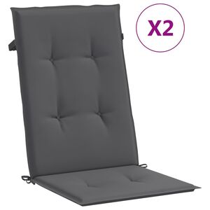 vidaXL Highback Chair Cushion Set of 2 Anthracite 100% Polyester